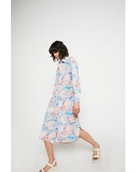 Warehouse - Shirt Dress In Marble Print - Lyst
