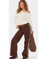 EGO - Wide Leg Striped Denim Low Rise Trousers - Lyst