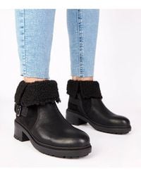 Love Lace - Ankle Boots Rolled Cuff Fur Lined Zip Block Heel Warm Winter - Lyst