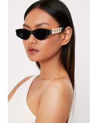 Nasty Gal - Slim Cat Eye Curb Chain Detail Sunglasses - Lyst
