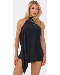 EGO - Sleeveless High Neck Drape Playsuit - Lyst