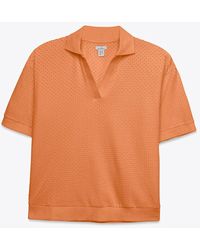 Enorsia - Cotton Rich Broderie V-Neck Polo Shirt - Lyst