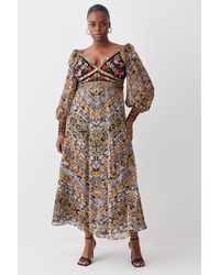 Karen Millen - Plus Size Baroque Embroidered And Bead Midi Dress - Lyst
