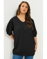Yours - Textured Balloon Sleeve Top - Lyst