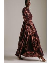 Karen Millen - Tie Dye Woven Tape Detail Drama Maxi Dress - Lyst