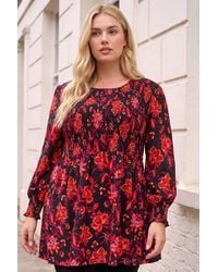 Roman - Curve Floral Print Stretch Top - Lyst