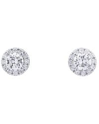 Jewelco London - Circular Halo Cz 4.5Mm Solitaire Stud Earrings 7Mm - Lyst