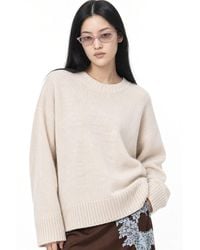 MixRay - Oversized Ribbed Knit Sweater With Crew Neck - Lyst
