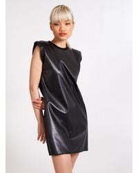 Pink Vanilla - Wet Look Vegan Leather Shoulder Pad Dress - Lyst