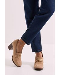 Dorothy Perkins - Wide Fit Benita Faux Suede Snaffle Detail High Block Heeled Loafers - Lyst