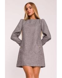 Love Lace - Relaxed Long Sleeve A-Line Dress With Pockets - Lyst