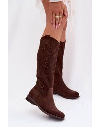 Love Lace - Boho Lace Up Ankle Boots With Cutout Shaft Flat Heel Comfort - Lyst