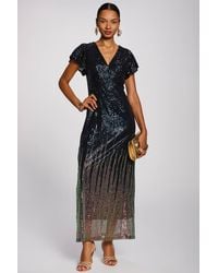 Jolie Moi - Placement Patterned Sequin Maxi Dress - Lyst