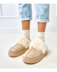 Love Lace - Low Snow Boots With Elastic Front & Fur Lining Platform - Lyst