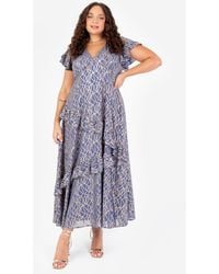 Lovedrobe - V Neck Flutter Sleeve Midaxi Dress - Lyst