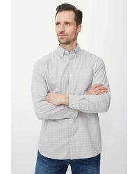 MAINE - Long Sleeve Stone Mini Grid Check Shirt - Lyst