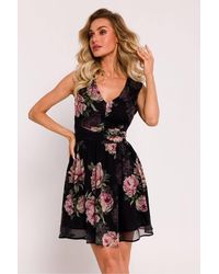 Love Lace - Chiffon Flared Sleeveless Mini Dress With Ruffles - Lyst