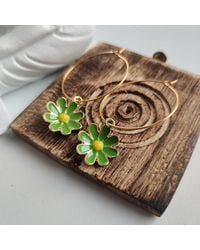 The Colourful Aura - Sunflower Charm Floral Colourful Hoop Earring - Lyst