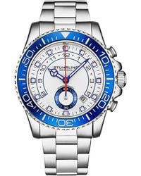 Stuhrling - Brigadier Quartz Chronograph 42Mm Diver Watch With Stainless Steel Link Bracelet - Lyst