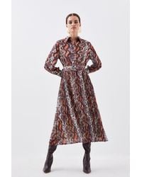 Karen Millen - Petite Pleated Georgette Woven Maxi Dress - Lyst