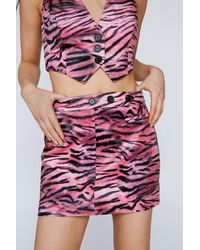 Nasty Gal - Premium Velvet Zebra Tailored Skirt - Lyst