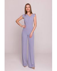 Love Lace - Satin High Waisted Sleeveless Jumpsuit With Pockets - Lyst