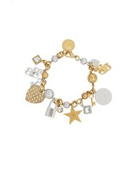 Bibi Bijoux - Gold 'pavé Heart' Multi Charm Bracelet - Lyst