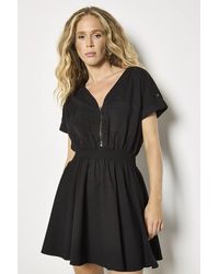 Apricot - Zip Detail Cotton Blend Mini Dress - Lyst