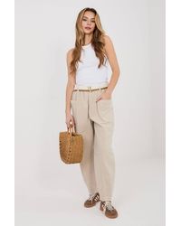 Love Lace - High Waisted Corduroy Carrot Pants With Belt - Lyst