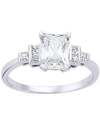 Jewelco London - Emerald & Princess Cut Cz Solitaire Engagement Ring - Lyst