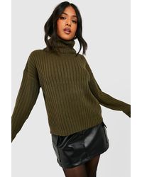 Boohoo - Petite Knitted Turtleneck Long Sleeve Sweater - Lyst