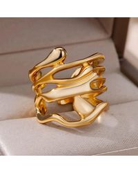 The Colourful Aura - Abstract Fluid Wrap Wide Adjustable Band Or Ring - Lyst