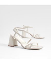Boohoo - Double Strap Mid Heel Strappy Sandals - Lyst