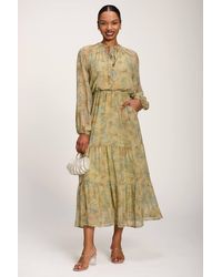 Jolie Moi - Chiffon Tie Neckline Maxi Dress - Lyst