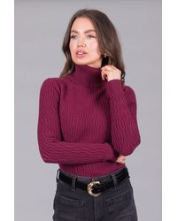 Solo - Textured Knit Polo Neck Jumper - Lyst