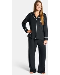 OHS - Piped Edge Matte Velvet Button Through Pyjama Set Nightwear Pjs - Lyst