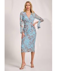 Jolie Moi - Long Sleeve Mesh Bodycon Dress - Lyst