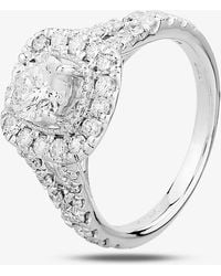 T.H.Baker - 18Ct 1.50Ct Certificated Diamond Split Shouldered Square Halo Ring - Lyst