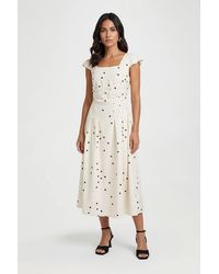 Wallis - Polka Dot Ottoman Twill Midi Dress - Lyst