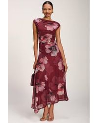 Jolie Moi - Asymmetric Draped Mesh Maxi Dress - Lyst