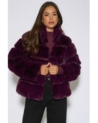 Gini London - Panelled Funnel Neck Faux Fur Jacket - Lyst