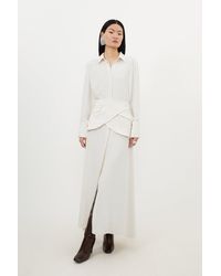 Karen Millen - Petite Soft Tailored Belted Maxi Shirt Dress - Lyst