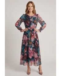 Izabel London - Floral Long Sleeve Layered Midi Dress - Lyst