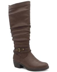 Pavers - Ruched Design Wide Calf Fit Long Boots - Lyst