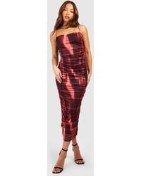 Boohoo - Tall Ombre Abstract Ruched Mesh Midaxi Dress - Lyst