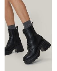 Nasty Gal - Chunky Sole Swirl Lace Up Boots - Lyst