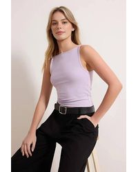 WOVCOR - Sleeveless Slash Neck Slim Fit Cropped Stretch Top - Lyst