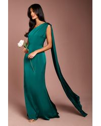 Coast - Honoured Petite Drape One Shoulder Satin Maxi Bridesmaid Dress - Lyst