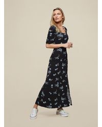 Dorothy Perkins - Black Floral Print Midi Dress - Lyst