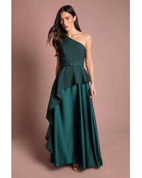 Coast - One Shoulder Ruffle Detail Satin Maxi Dress - Lyst